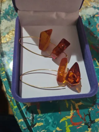 Pendientes Joyería Ámbar y  Oro