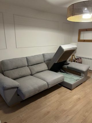 Sofá Chaise Longue Gris Claro