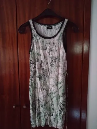 Vestido Vila verde e branco