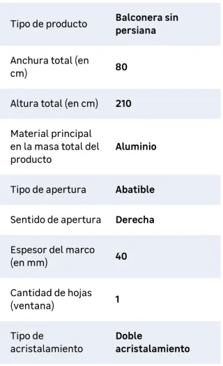 Puerta de aluminio con doble cristal 80x210