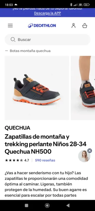 Zapatillas niño montaña trekking azul naranja