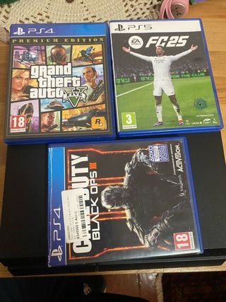 Consola PS4 Fat Negra + 2 Mandos + juegos oferta