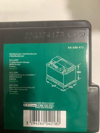 Bateria 12v 60AH 660A(EN) sin usar, sin garantía.