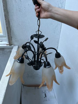 Lámpara de techo floral metal y cristal