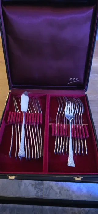 Cubertería de baño de plata antigua para pescado