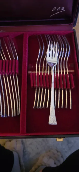 Cubertería de baño de plata antigua para pescado