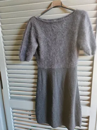 Vestito lana manica corta nero