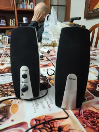 Altavoces Trust Negro y Plateado