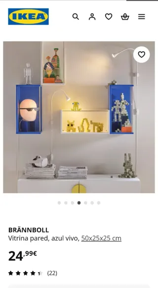 Vitrina IKEA Brännboll azul 50x25x25 cm