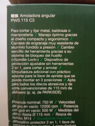 Amoladora Parkside a cable compacta