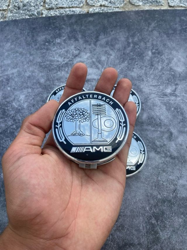 Tapabujes Mercedes AMG 75mm Plata (4 uds)