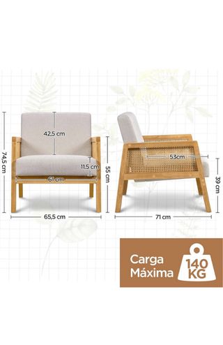 Sillón de lectura beige y madera