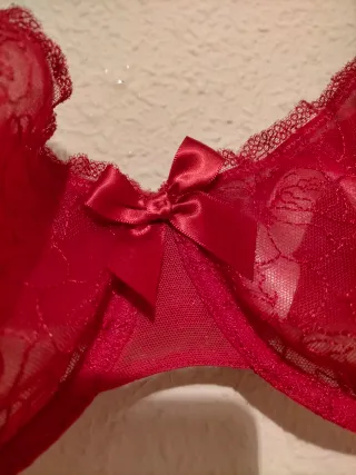 Sujetador rojo encaje transparente