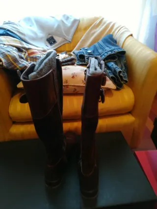 Bota altas de cuero para mujer