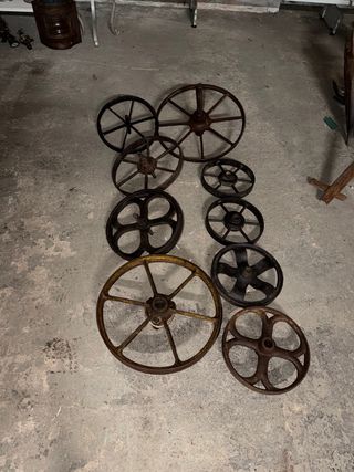 Lote 9 Ruedas Hierro Fundido Antiguas