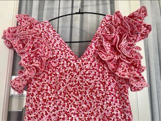 Traje de flamenca niña rosa flores