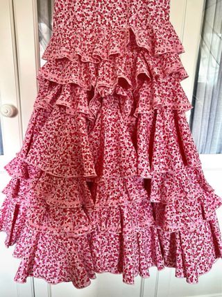 Traje de flamenca niña rosa flores