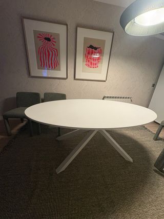Mesa de comedor ovalada blanca