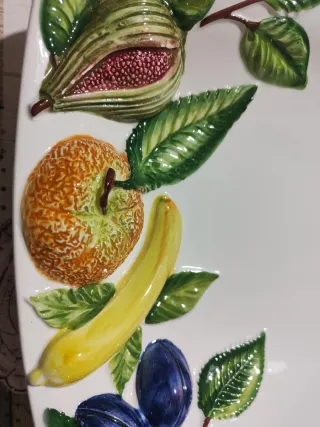 Piatto rettangolare decorato frutta