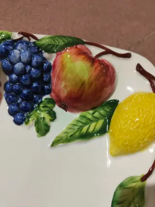 Piatto rettangolare decorato frutta