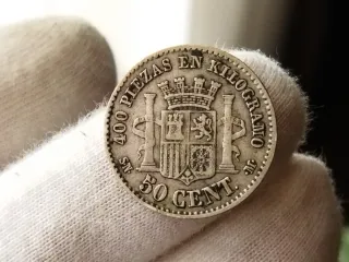 Escasa Moneda Plata 50 céntimos 1870 *7*- España