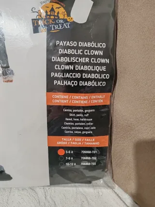 Disfraz payaso terror niño