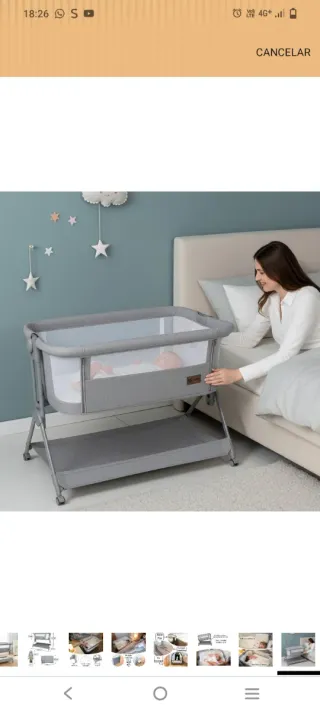 Minicuna Colecho Bebé Twinly Gris