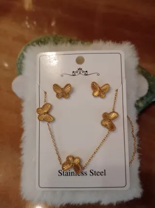 Set gioielli farfalle acciaio dorato