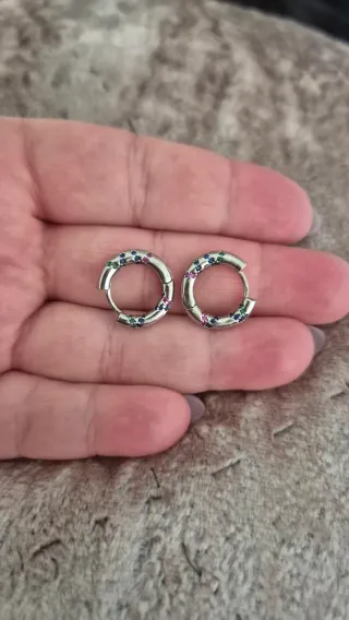 Pendientes Aro Plata con Circonitas Multicolor