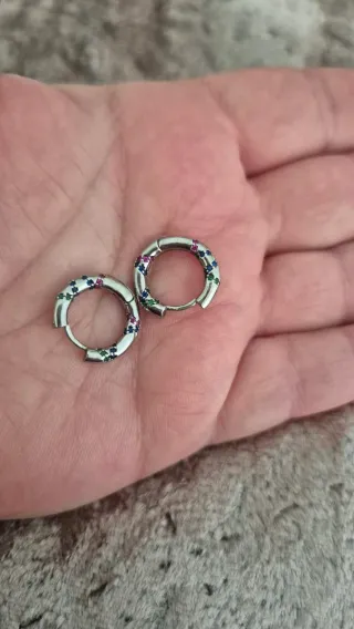 Pendientes Aro Plata con Circonitas Multicolor