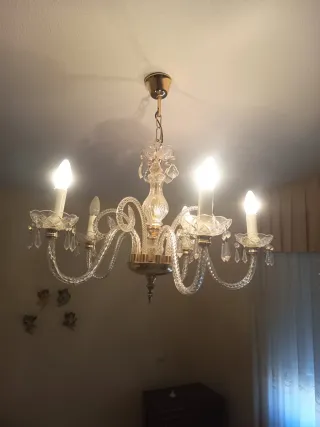 Lámpara de cristal y metal.NEGOCIABLE.