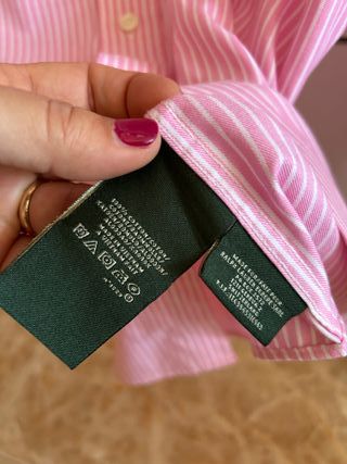 Camisa Ralph Lauren Rosa Rayas Talla 42