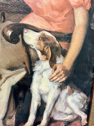 Cuadro Pintura Mujer con Perros firma francisco
