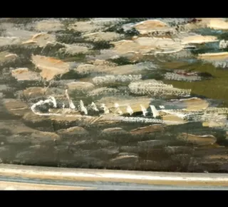 Cuadro Óleo Precioso Dorado y Gris 84 x 75 cm