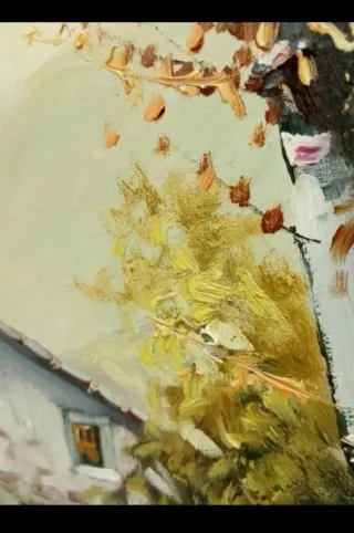 Cuadro Óleo Precioso Dorado y Gris 84 x 75 cm