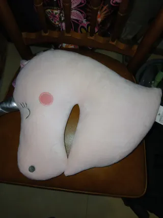 Cojín infantil unicornio rosa y plata