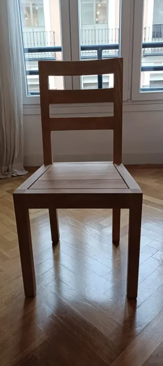 Sillas de comedor de teca maciza