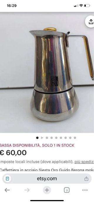 Caffettiera Acciaio Inox Manico Oro