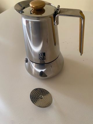 Caffettiera Acciaio Inox Manico Oro