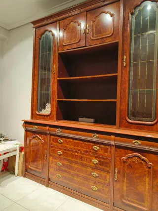 Mueble de salón vintage madera y cristal