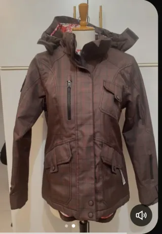 Giacca donna a quadri marrone e rossa