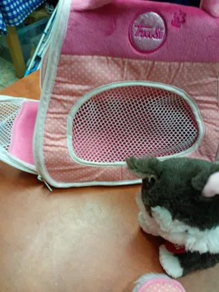 Transportín gato peluche rosa
