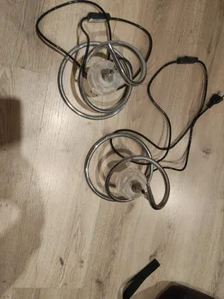 2 Lámparas de Mesa Plata y Transparente