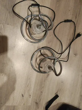 2 Lámparas de Mesa Plata y Transparente