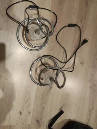 2 Lámparas de Mesa Plata y Transparente