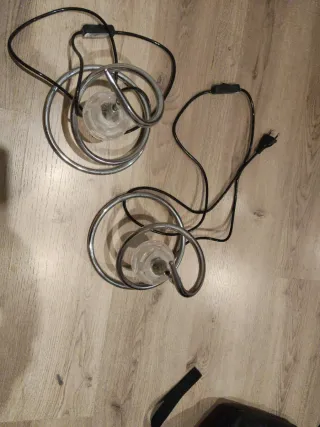 2 Lámparas de Mesa Plata y Transparente