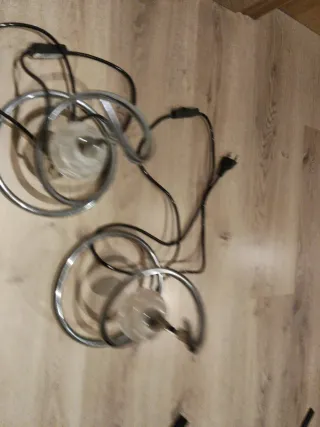 2 Lámparas de Mesa Plata y Transparente