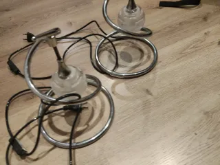 2 Lámparas de Mesa Plata y Transparente