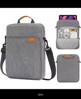 Bolso bandolera para portátil o tablet gris