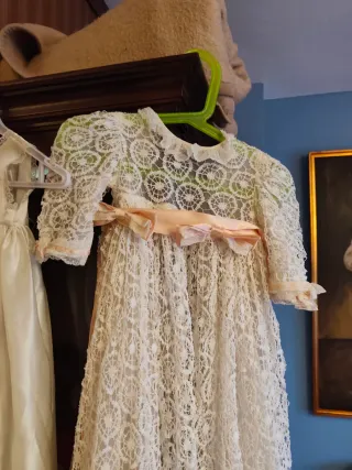 Bautizo Encaje Blanco Rosa